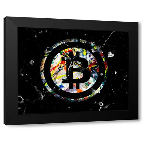 Bitcoin Paint Black Modern Wood Framed Art Print with Double Matting by Smith, Karen