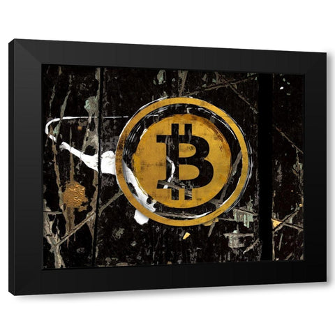 Bitcoin Splash Black Modern Wood Framed Art Print with Double Matting by Smith, Karen