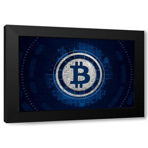 Bitcoin Cyber Black Modern Wood Framed Art Print with Double Matting by Smith, Karen