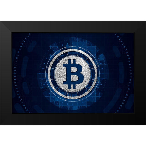 Bitcoin Cyber Black Modern Wood Framed Art Print by Smith, Karen