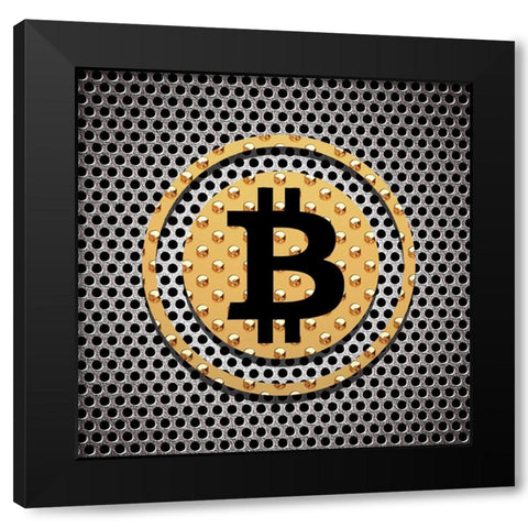 Bitcoin Dots Black Modern Wood Framed Art Print with Double Matting by Smith, Karen