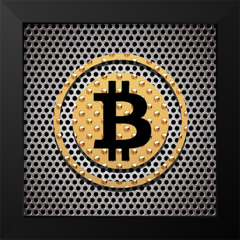 Bitcoin Dots Black Modern Wood Framed Art Print by Smith, Karen