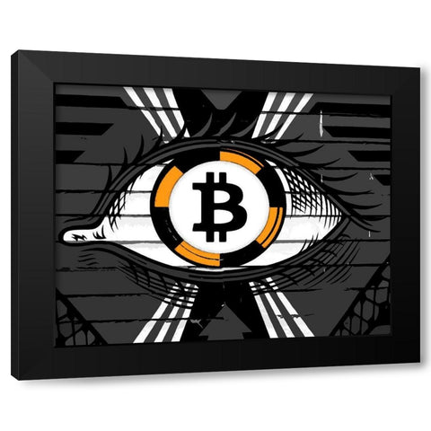 Bitcoin in the Eye Black Modern Wood Framed Art Print by Smith, Karen
