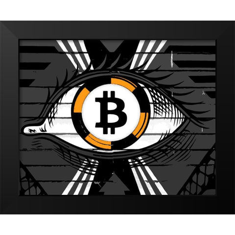 Bitcoin in the Eye Black Modern Wood Framed Art Print by Smith, Karen