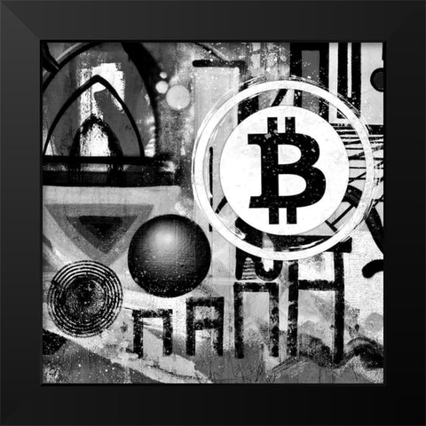 Bitcoin Trio Black Modern Wood Framed Art Print by Smith, Karen