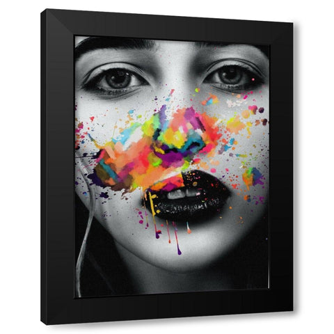 Face Paint Black Modern Wood Framed Art Print by Smith, Karen