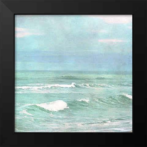 Aqua Ocean Waves Very Peri Blue Sky Watercolor II Black Modern Wood Framed Art Print by Zalewski, Christine