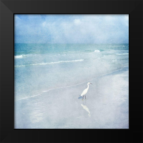 Coastal Beach Watercolor  Landscape Egret Sea Bird II Black Modern Wood Framed Art Print by Zalewski, Christine