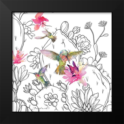 Desert Hummingbirds II Black Modern Wood Framed Art Print by Evalia Designs