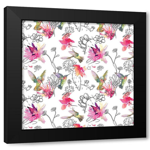 Desert Hummingbirds III Black Modern Wood Framed Art Print by Evalia Designs