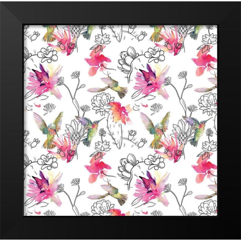 Desert Hummingbirds III Black Modern Wood Framed Art Print by Evalia Designs