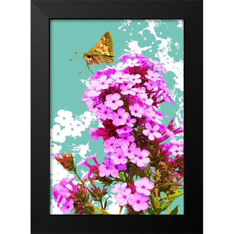 Skipper on Flox Black Modern Wood Framed Art Print by Evalia Designs