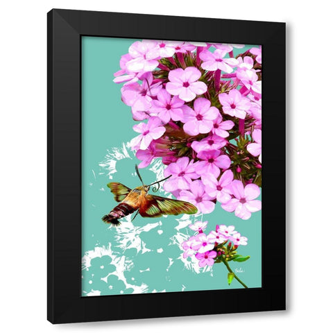Clearwing On Flox Black Modern Wood Framed Art Print with Double Matting by Evalia Designs
