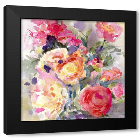 Afternoon Blooms Black Modern Wood Framed Art Print with Double Matting by Evalia Designs