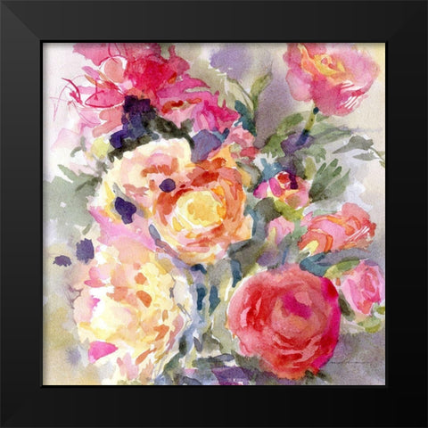 Afternoon Blooms Black Modern Wood Framed Art Print by Evalia Designs