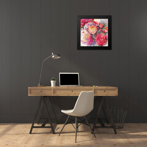 Day Flowers Black Modern Wood Framed Art Print by Evalia Designs