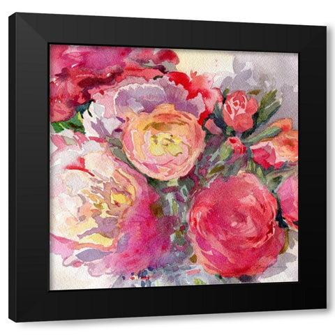 Day Flowers Black Modern Wood Framed Art Print with Double Matting by Evalia Designs