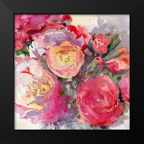 Day Flowers Black Modern Wood Framed Art Print by Evalia Designs