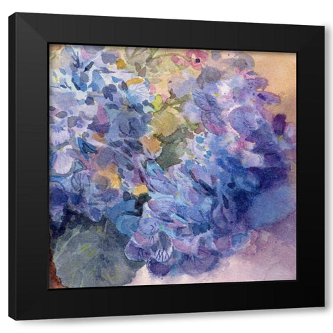 Periwinkle Bluish Hydrangeas I Black Modern Wood Framed Art Print with Double Matting by Evalia Designs