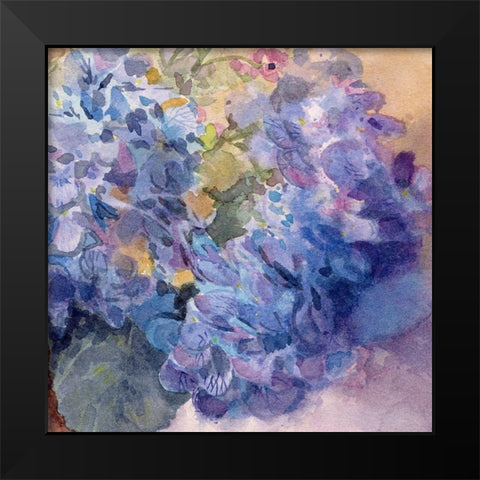 Periwinkle Bluish Hydrangeas I Black Modern Wood Framed Art Print by Evalia Designs