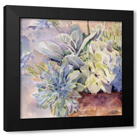 Periwinkle Bluish Hydrangeas II Black Modern Wood Framed Art Print with Double Matting by Evalia Designs