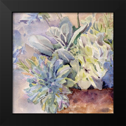 Periwinkle Bluish Hydrangeas II Black Modern Wood Framed Art Print by Evalia Designs