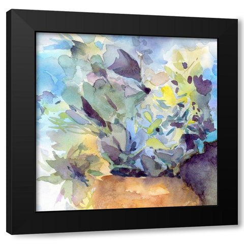 Bluish Hydrangea Loose Black Modern Wood Framed Art Print with Double Matting by Evalia Designs