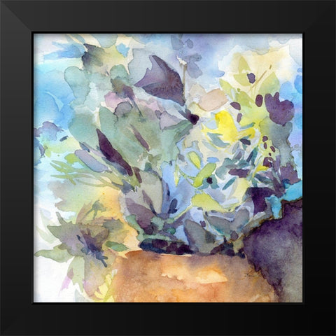 Bluish Hydrangea Loose Black Modern Wood Framed Art Print by Evalia Designs