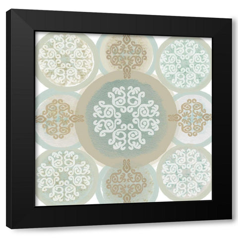 Mint Mandala II Black Modern Wood Framed Art Print with Double Matting by Kouta, Flora