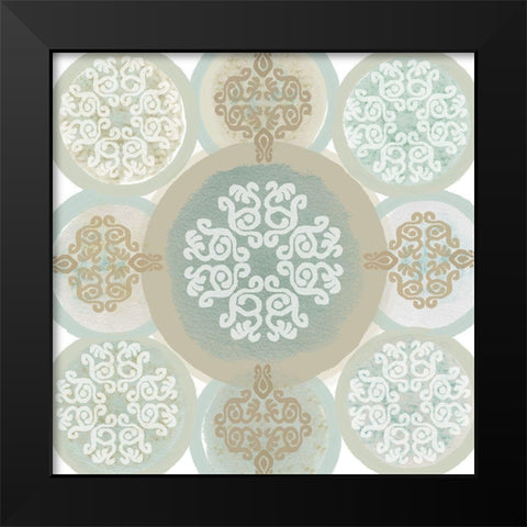Mint Mandala II Black Modern Wood Framed Art Print by Kouta, Flora