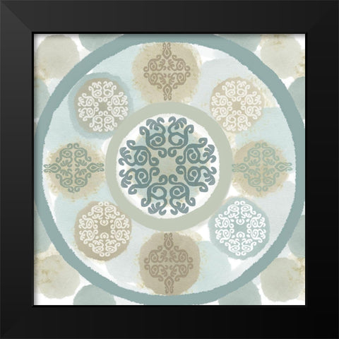 Mint Mandala III Black Modern Wood Framed Art Print by Kouta, Flora