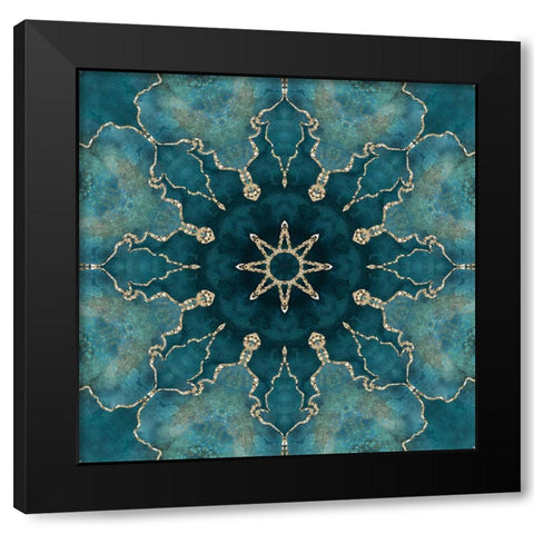 Gold Teal Tile I Black Modern Wood Framed Art Print by Haase, Andrea
