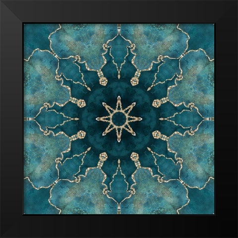 Gold Teal Tile I Black Modern Wood Framed Art Print by Haase, Andrea
