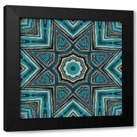 Gold Teal Tile II Black Modern Wood Framed Art Print with Double Matting by Haase, Andrea