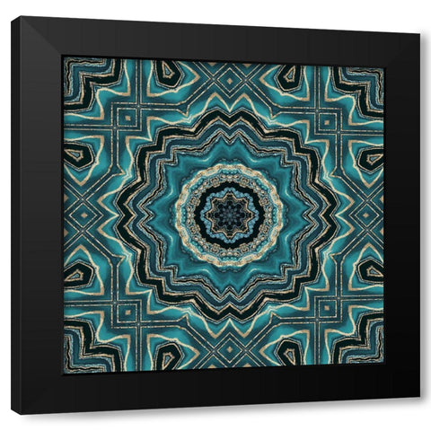 Gold Teal Tile III Black Modern Wood Framed Art Print by Haase, Andrea