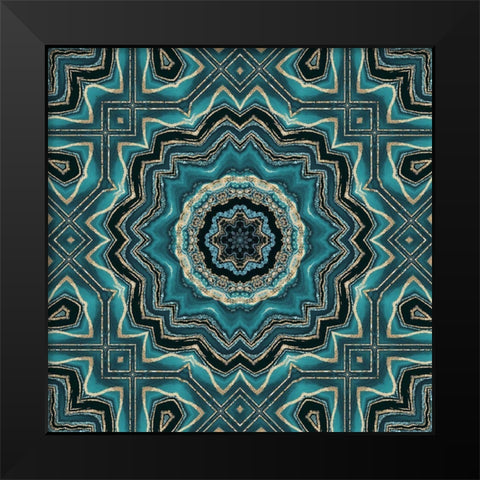 Gold Teal Tile III Black Modern Wood Framed Art Print by Haase, Andrea