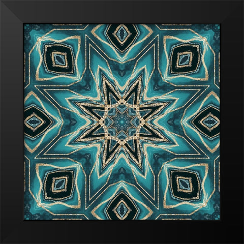Gold Teal Tile IV Black Modern Wood Framed Art Print by Haase, Andrea