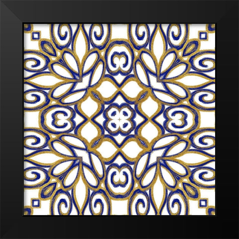 Gold Blue Vintage Tile II Black Modern Wood Framed Art Print by Haase, Andrea