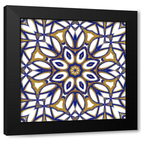 Gold Blue Vintage Tile IV Black Modern Wood Framed Art Print with Double Matting by Haase, Andrea