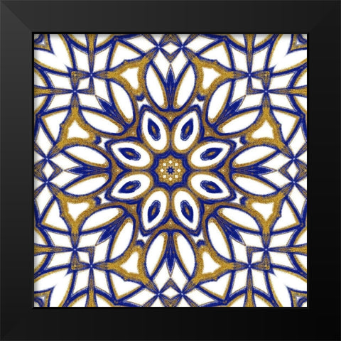 Gold Blue Vintage Tile IV Black Modern Wood Framed Art Print by Haase, Andrea