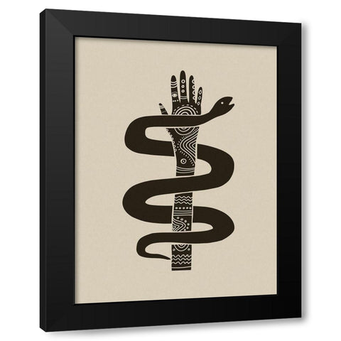 Hand Snake Tribal Block Print Black Modern Wood Framed Art Print with Double Matting by Haase, Andrea