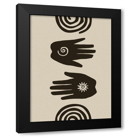 Hands Spiral Block Print Black Modern Wood Framed Art Print with Double Matting by Haase, Andrea