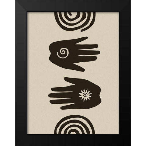 Hands Spiral Block Print Black Modern Wood Framed Art Print by Haase, Andrea