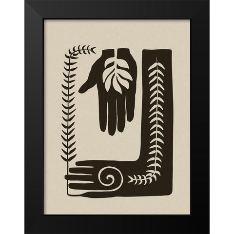 Natures Hands Block Print Black Modern Wood Framed Art Print by Haase, Andrea