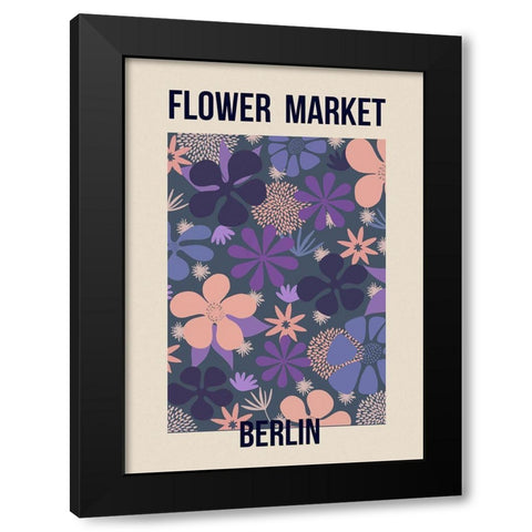 Flower Market Berlin Black Modern Wood Framed Art Print with Double Matting by Haase, Andrea