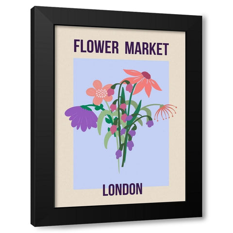Flower Market London Black Modern Wood Framed Art Print by Haase, Andrea