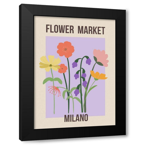 Flower Market Milan Black Modern Wood Framed Art Print with Double Matting by Haase, Andrea