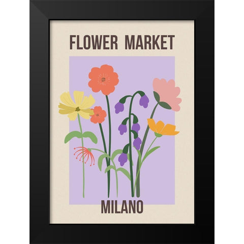 Flower Market Milan Black Modern Wood Framed Art Print by Haase, Andrea