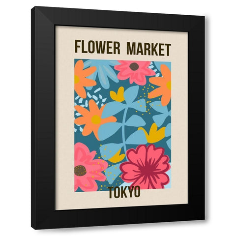 Flower Market Tokyo Black Modern Wood Framed Art Print by Haase, Andrea