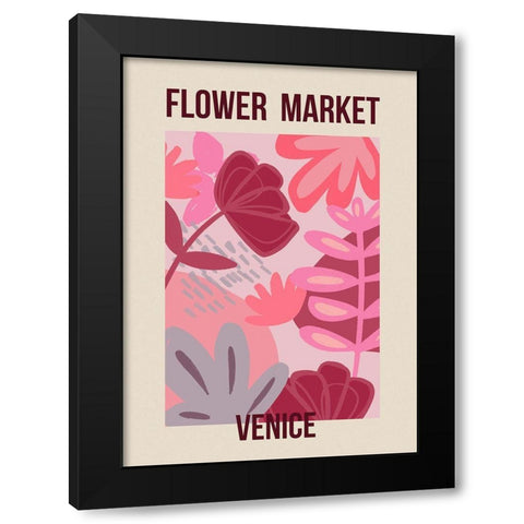 Flower Market Venice Black Modern Wood Framed Art Print with Double Matting by Haase, Andrea
